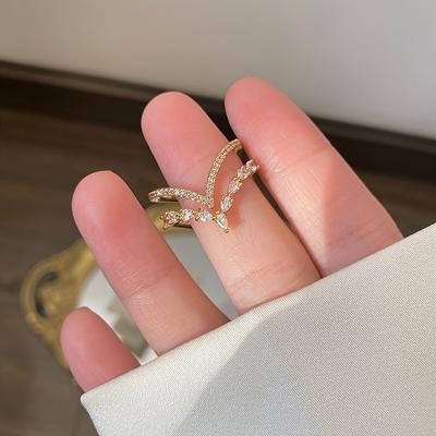 TEMU Elegant -shaped Ring, Adjustable , Sparkling Zirconia Style, Jewelry Accessories Image