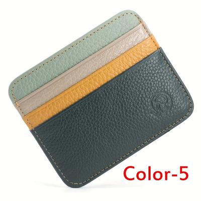 TEMU Men's Slim Minimalist Leather Wallet With Front Pocket - Design, Golden-tone Logo, Compact Card Holder For Everyday Use, Everyday Wallet | Sleek Wallet | Genuine Leather Wallet Image