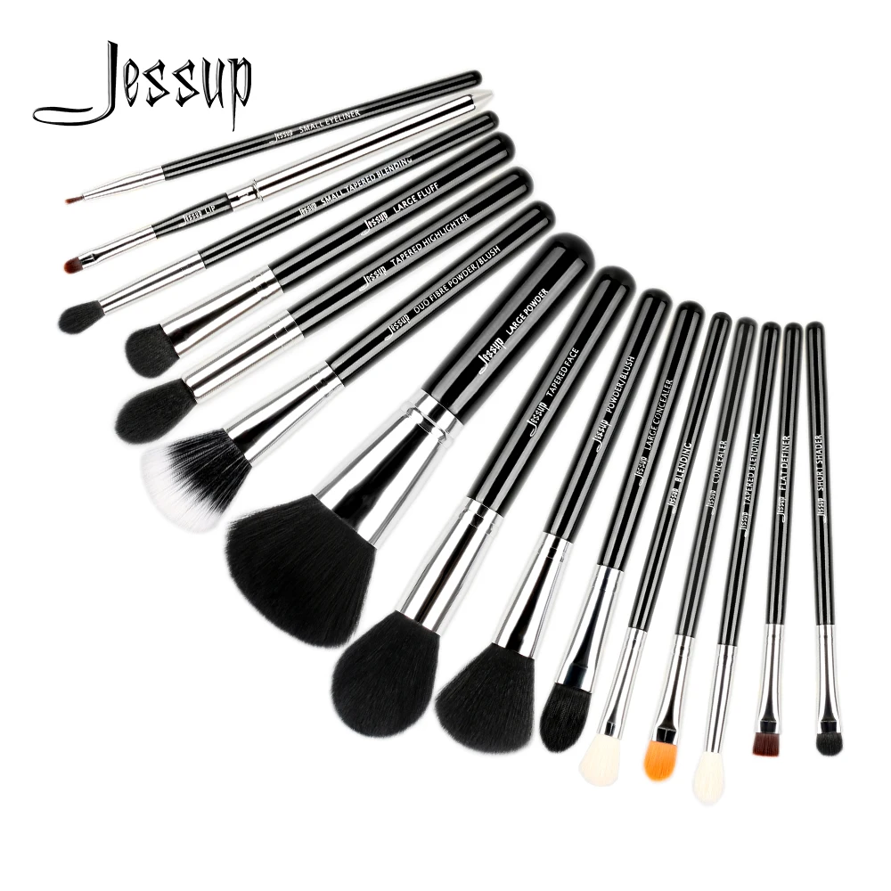 Jessup Pennelli per trucco Set 15 pezzi Capelli sintetici pincel maquiagem Fondotinta in polvere Ombretto Eyeliner Miscelazione Strumento cosmetico T092