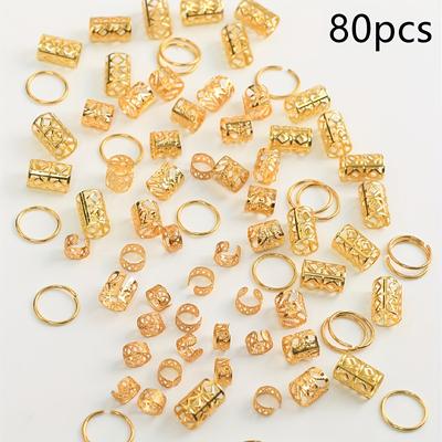 TEMU 80pcs Vintage Hollow Out Rings, Women's Hair Accessories, Hair Clips For Decoration, , Birthday Gifts