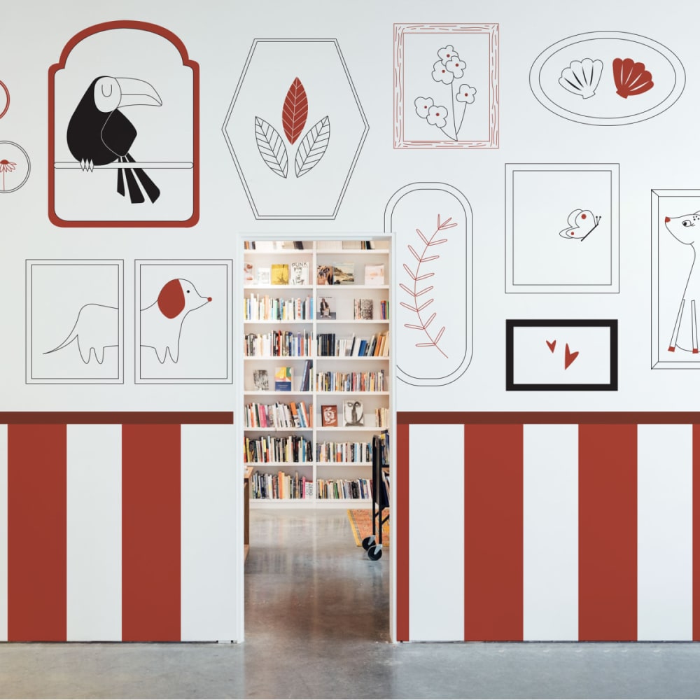 Carta da parati panoramica cornici infantili, Rosso 375 x 25