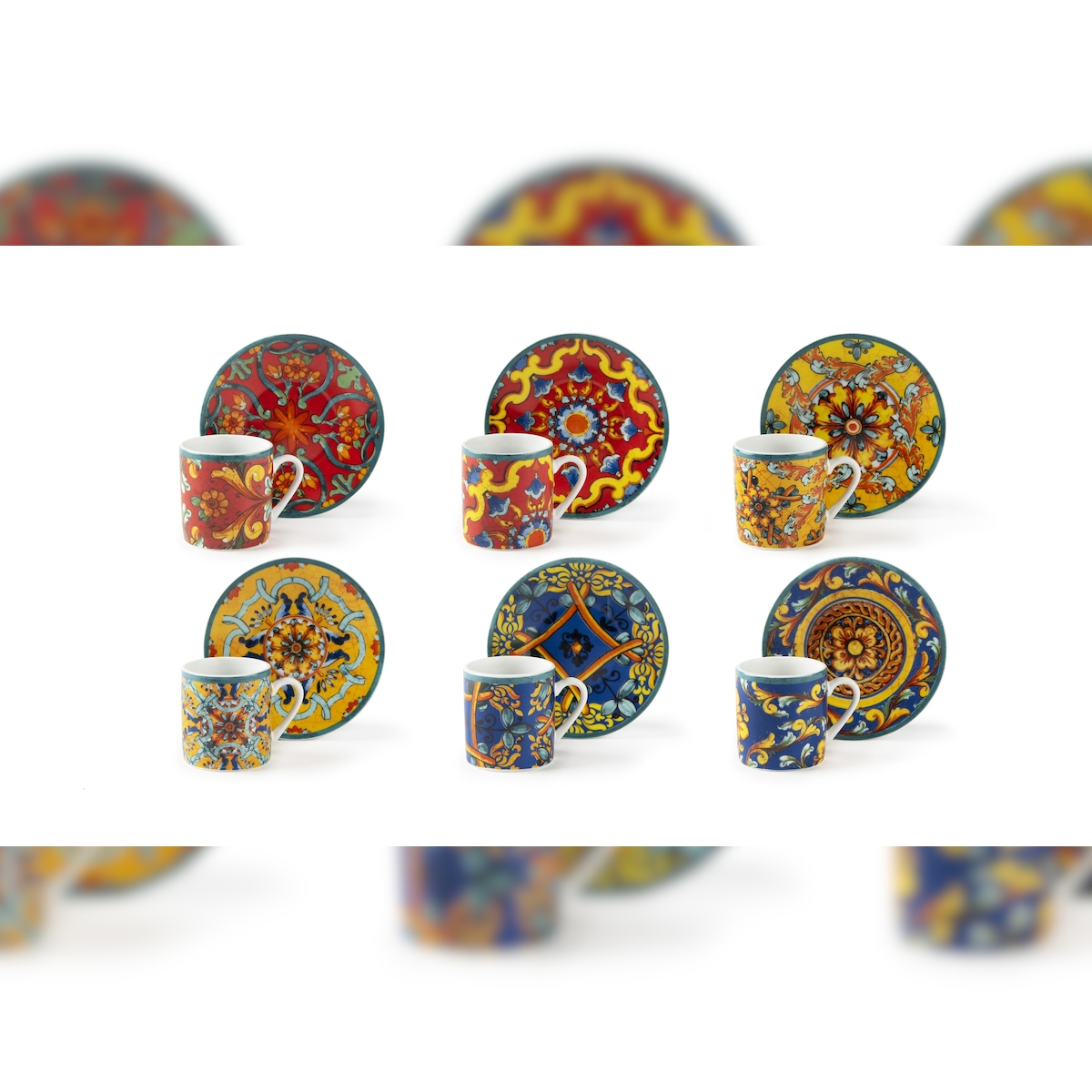 Excelsa Set Von 6 Espressotassen Mit Untertassen Trinacria 7 Cl Porzellan Image