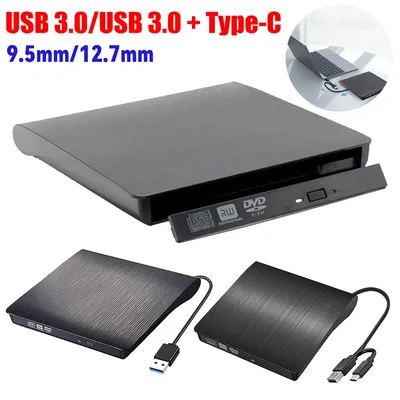 USB 3.0/USB 3.0 + Type-C Optical Drive Case Slim DVD External Enclosure 9.5mm/12.7mm SATA To USB CD