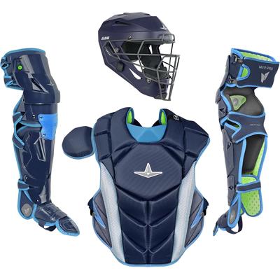 All Star MVP-Pro NOCSAE Certified Adult Baseball Catcher's Set Navy/Sky Blue