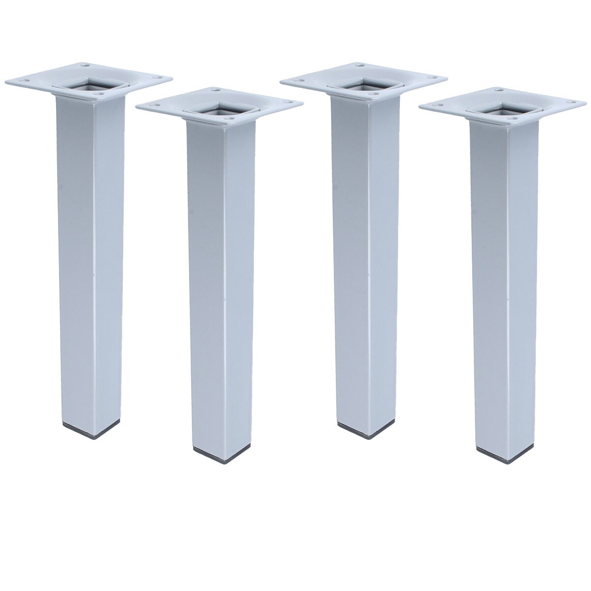 MS Beschläge Stilvolles 200mm 4er Set Möbelfüße Silber eckig Sofastempel Tischfüße Bettfüße Image