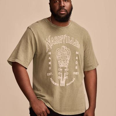 Lucky Brand Big & Tall Nashville Guitars Tee - Men's Clothing Tops Shirts Tee Graphic T Shirts in Four Leaf Clover, Size 2XLT