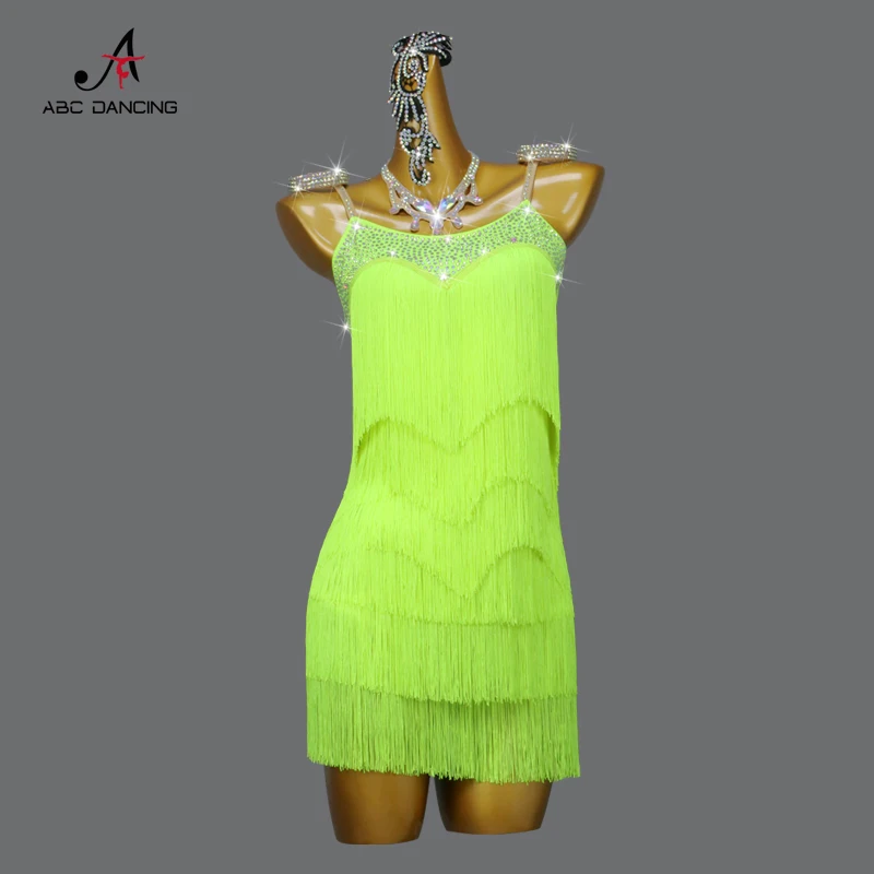Neue Latin Dance Kostüm Frauen Bühne Party Kleid Praxis Tragen Rock Cocktail Prom Kleidung Linie Anzug Mädchen Samba Sport Angepasst Image