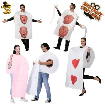 Erwachsene Halloween Paar neue Parodie Toiletten papierrolle Papier Trumpf Biden Top gedruckt Kostüm Image