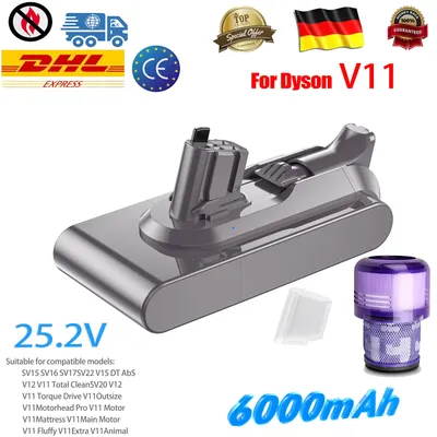 6,0 Für Dyson V11 SV15 25,2 V Batterie Ersatz Lithium Absolute Pro Fluffy Motorhead SV14 SV15 SV17 Batterie Staubsauger Image