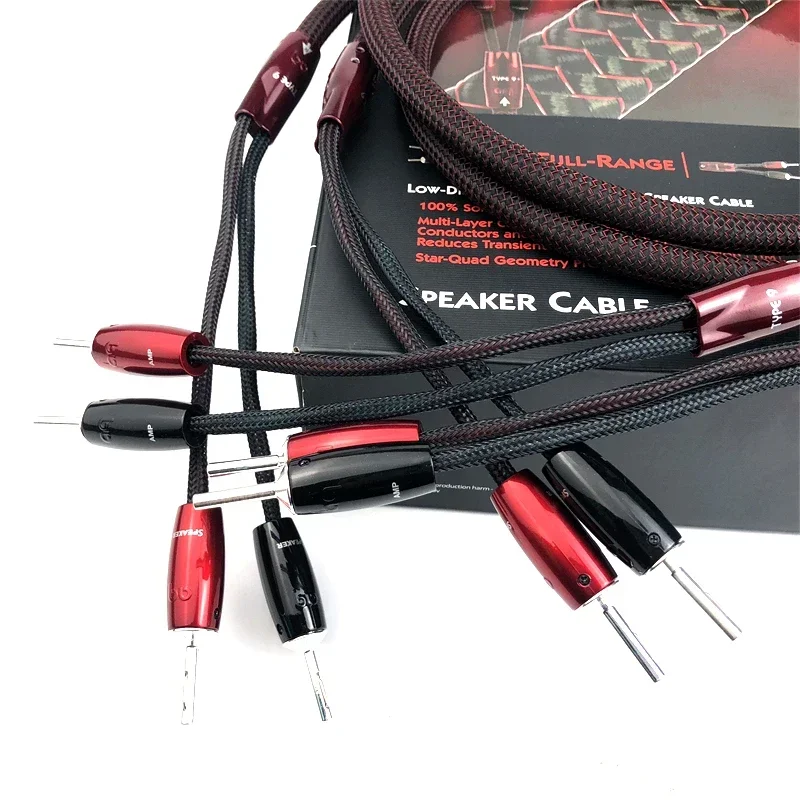 Lautsprecherkabel vom Typ 9, solides PSC, vieradriges Spiral-HiFi-Audio-Lautsprecherkabel, 1000-Serie, silberner Bananenstecker mit Verpackungsbox Image