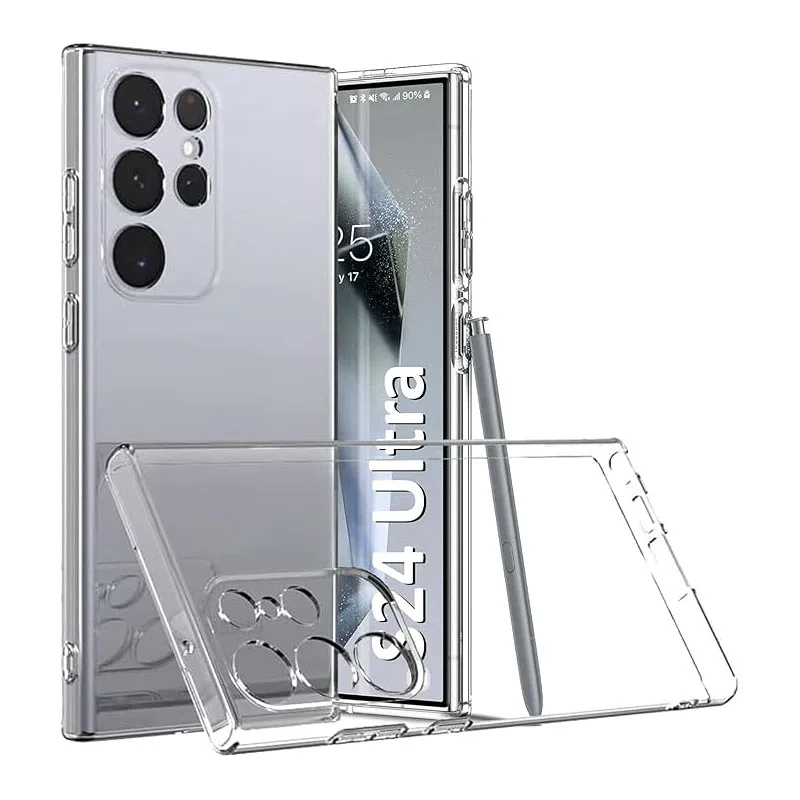 Original Transparent Silicone Soft Case for Samsung Galaxy S25 S24 S23 S22 S21 Ultra Plus FE Luxury Ultra Thin Clear TPU Bumper