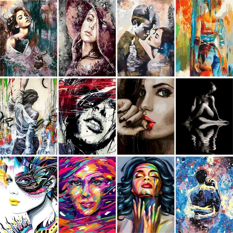 Gatyztoire – peinture par numéros de fille, peinture peinte à la main, bricolage, coloriage par numéros, Kits de Portrait, dessin artistique sur toile, cadeau, décoration de maison