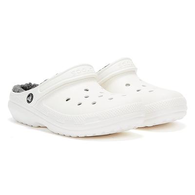 Crocs Classic gefüttert Damen Weiß / Grau Clogs