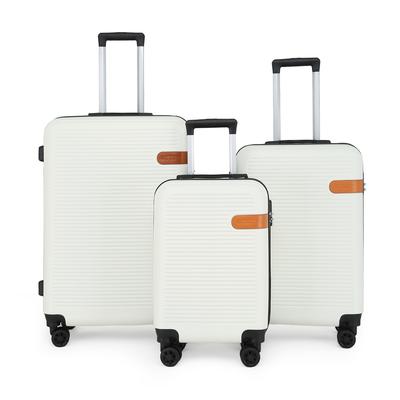 Hartschalen-Kabinenkoffer-Set in Creme, robustes ABS, leichtes Reisegepäck, Urlaubstasche