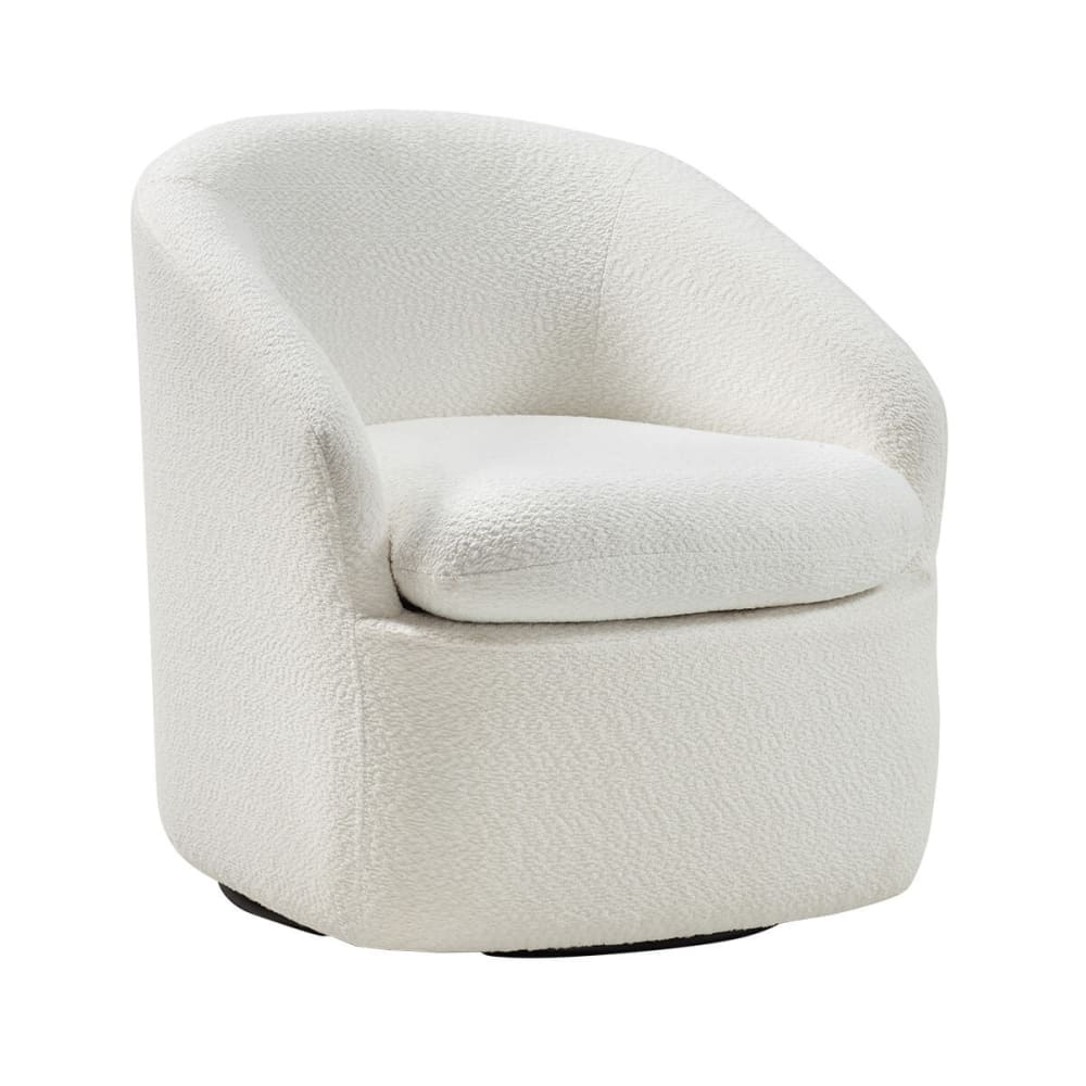 Fauteuil pivotant tissu bouclette blanc