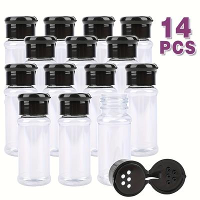 TEMU 14pcs Portable Spice Jar With Shaker Lid, Durable Plastic Seasoning Bottle Set For Bbq, Camping, Salt Pepper Shaker, Kitchen Gadget For Restaurants, Food Trucks