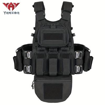 TEMU Yakeda Camo Training Vest With Pals System - Full Protection, Multi-functional Molle Outdoor Gear Release & Adjustable Straps, For Hunting And Survival Enthusiasts