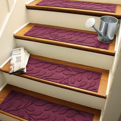 Brittney Leaf Stair Treads Set of Four, Set of Four, Burgundy