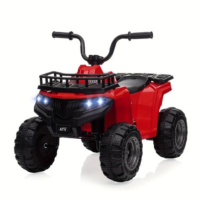 12V Electric ATV, 4 Wheel Quad ATV Toy Car, High/Low Speed, Tread Tires, Rubber Handle, (Red)