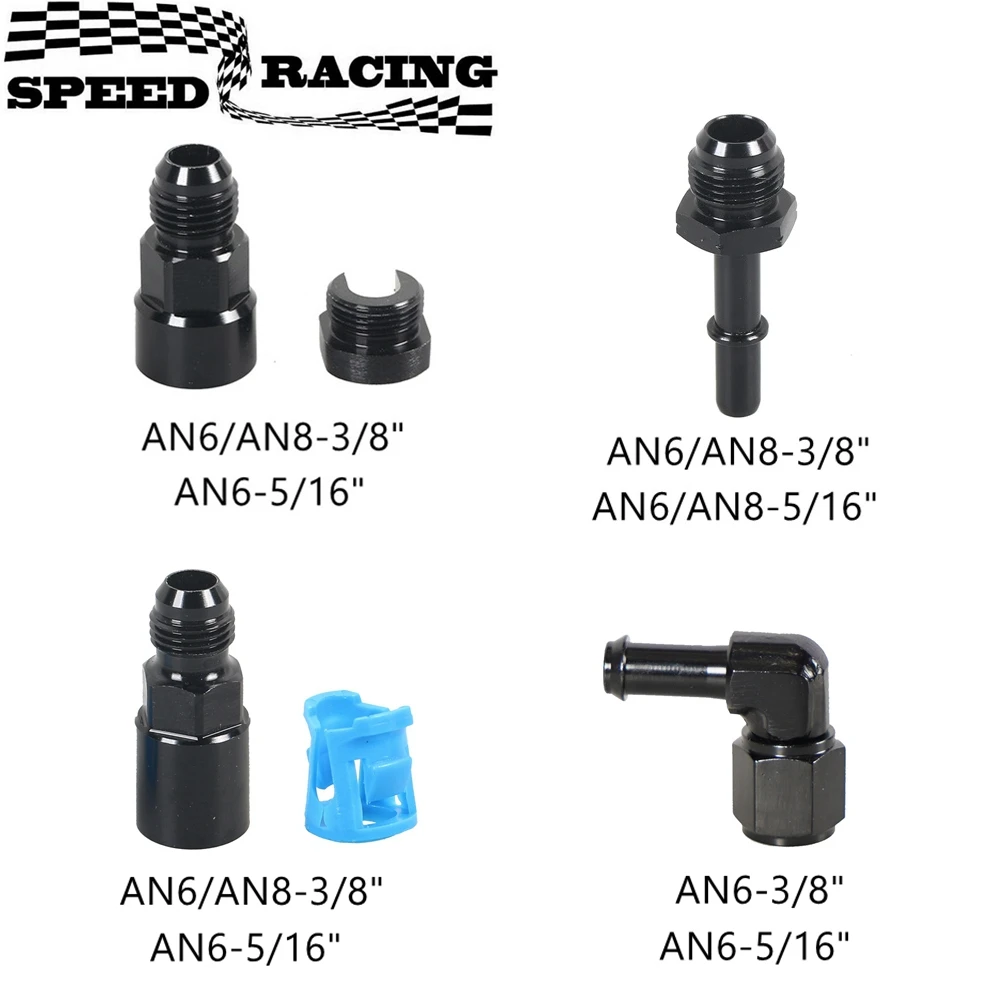 1PC Aluminium 6AN 8AN Stecker Auf 3/8 "5/16" Quick Disconnect Stecker Push On EFI Fitting Adapter Quick Connect Image