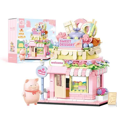 Kreative Idee Stadt Straßenbild Ziegel Dessert Shop Modell Bausteine romantische Dekoration Geschenke für Freundin Kinderspiel zeug Image