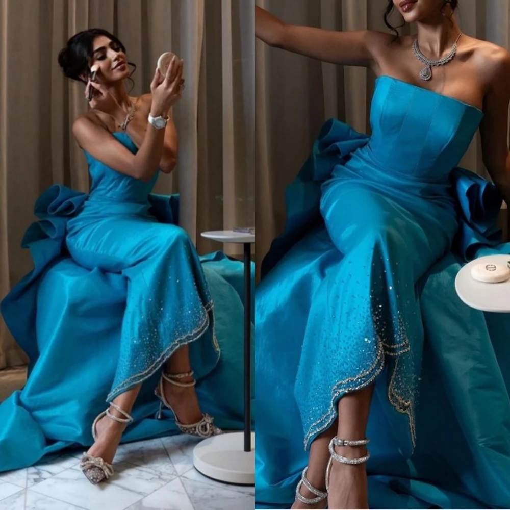 Customized Evening Dresses Sparkle Strapless Mermaid Prom Beading Sequin s Formal Occasion Gown prom dress for black girls