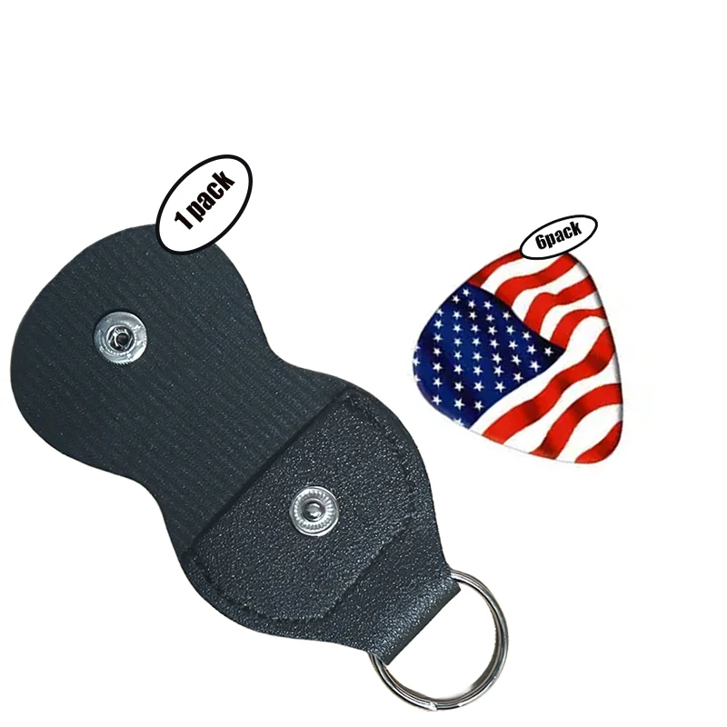 6 stücke PVC-Gitarren-Picks mit PU-Trage tasche, US-Flagge doppelseitiger Druck, für Ukulele, elektrische, akustische Gitarren, Geschenk Image