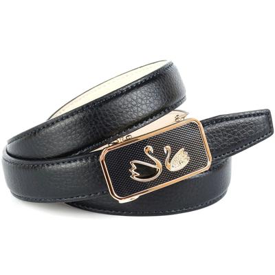 Ledergürtel ANTHONI CROWN, Damen, Gr. 80, schwarz, Leder, unifarben, Gürtel, in schwarz mit Automatik-Schließe, zwei Schwäne Image
