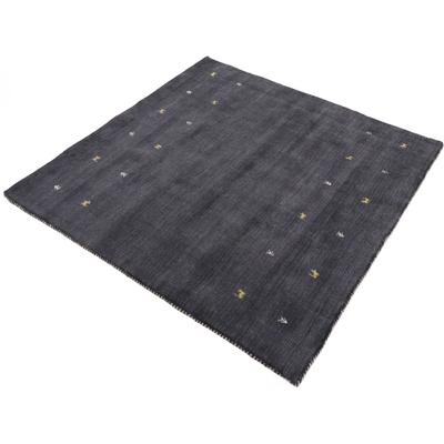 Wollteppich CARPETFINE "Gabbeh-Uni", schwarz, B:150cm H:15mm L:150cm, Wolle, Teppiche, reine Wolle, handgewebt, Gabbeh Loom Tiermotiv, Sonderform Quadrat Image