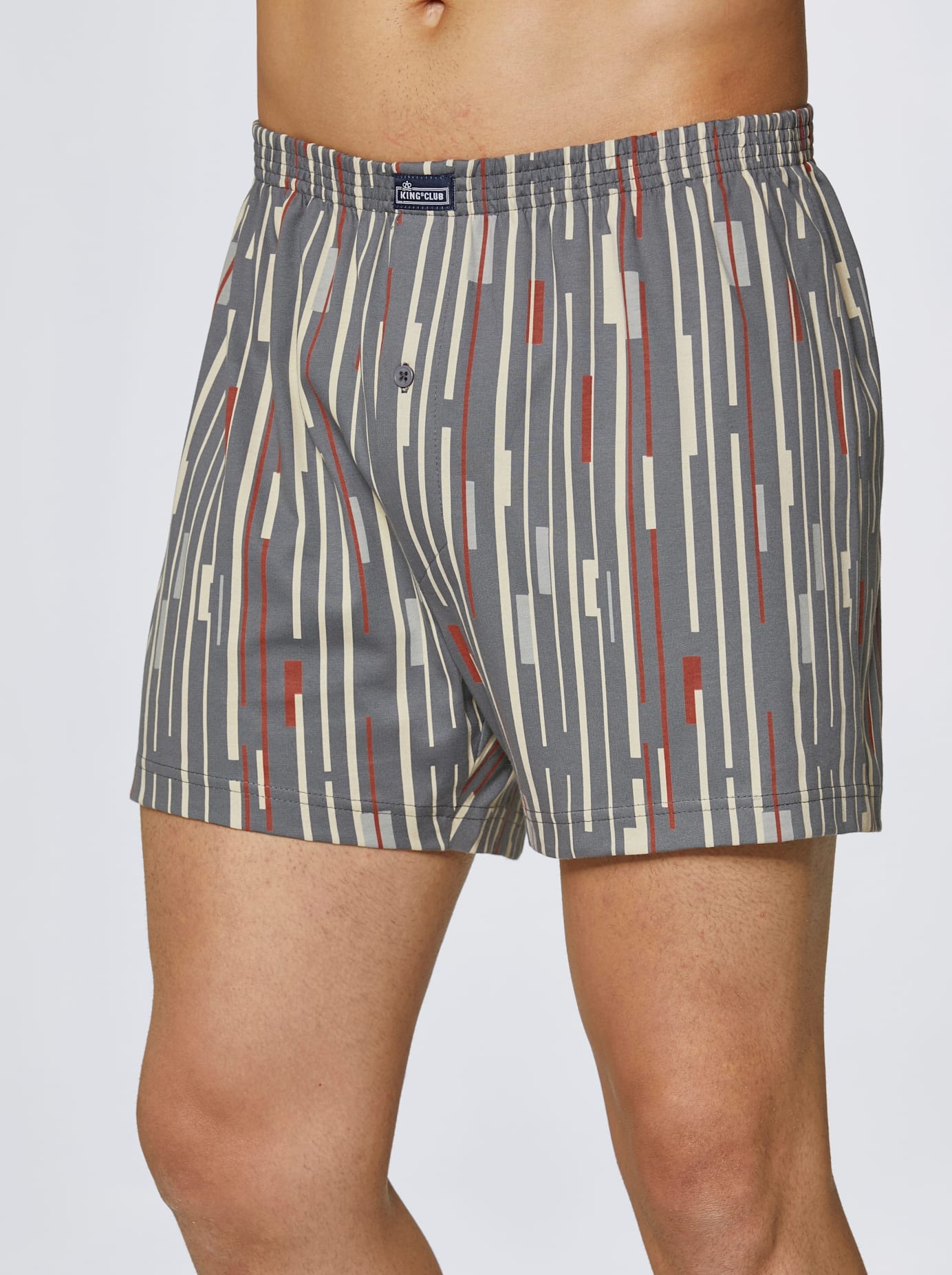 Boxershorts KINGS CLUB, Herren, Gr. 5, grau (grau, bedruckt), 100% Baumwolle, Unterhosen Image
