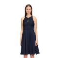Abendkleid VERA MONT "Vera Mont Abendkleid mit Spitze", Damen, Gr. 50, Normalgrößen, blau (night sky), Obermaterial: 100% Polyester. Futter: 100% Polyester., feminin, tailliert kurz, amerikanischer Ausschnitt, ohne Ärmel, Kleider, Spitze
