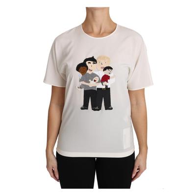 Dolce & Gabbana Damen T-Shirt aus weißer Seidenstretch #dgfamily Image