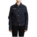 Master Coat Damen Dunkelblaue Knopfleiste Langarm Jeansjacke