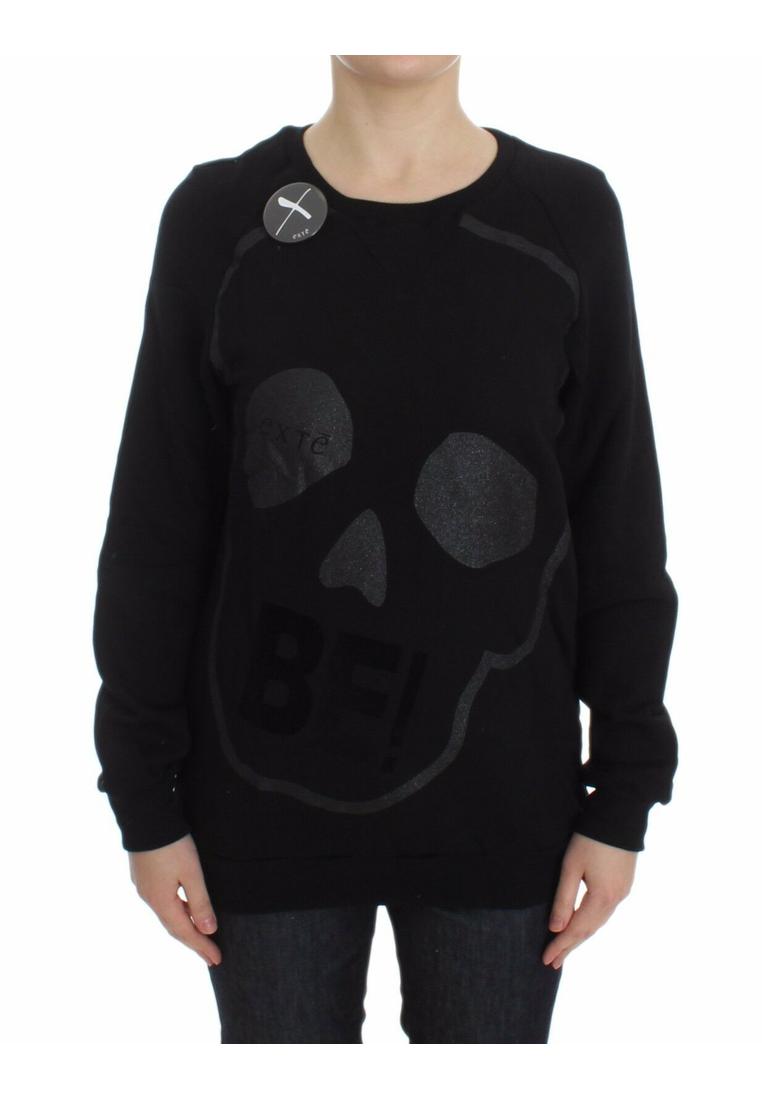 Exte Damen schwarzer Baumwoll-Pullover mit Motivprint Image