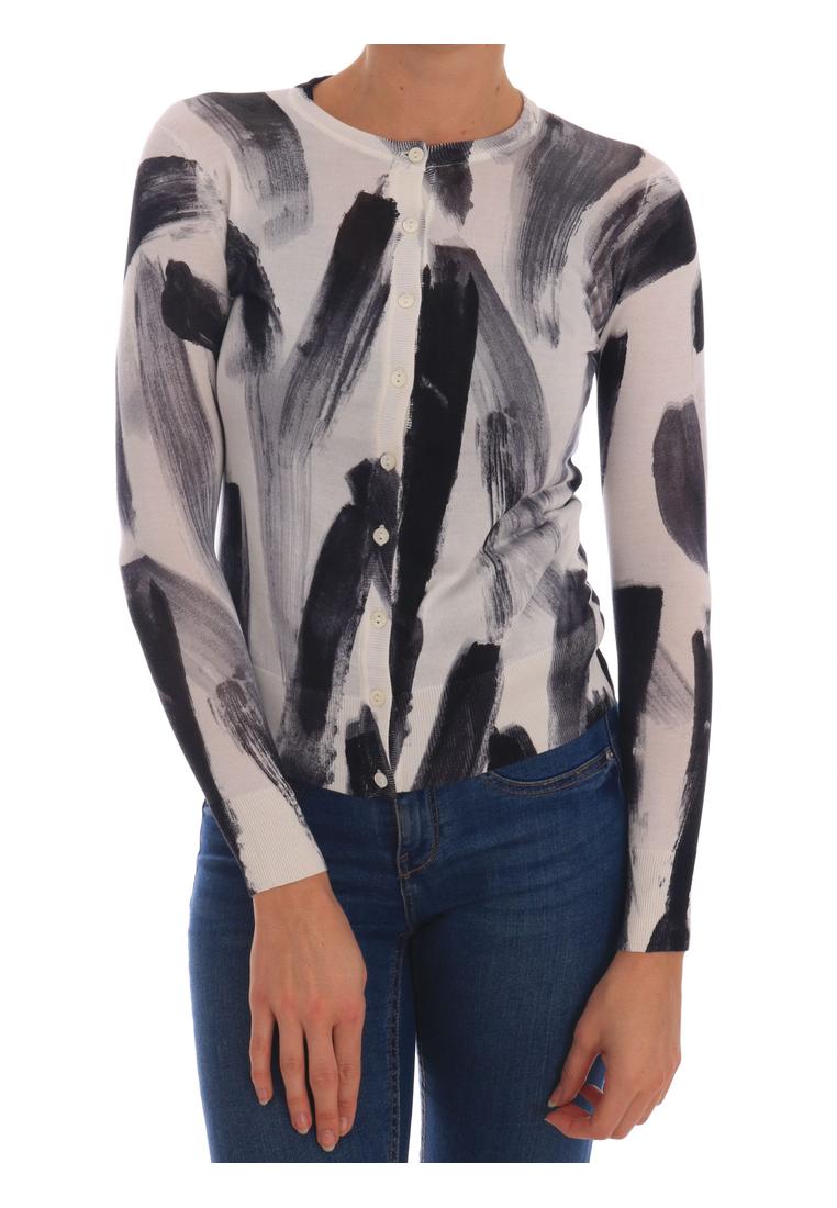 Dolce & Gabbana Damen Cardigan Leichter Seidenpullover mit Farbstrichdesign Image