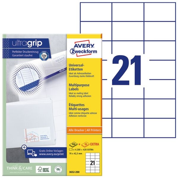 Avery Zweckform 20% AKTION: 4.620er-Pack Universal-Etiketten mit ultragrip »3652-200« Image