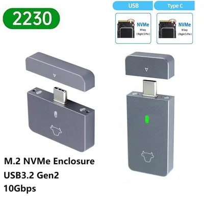 M.2 NVMe 2230 SSD Enclosure USB C Adapter 10Gbps USB3.2 Gen2 External Case Box for M2 2230 NVMe