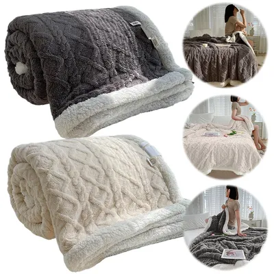 Soft Bedspread Comfortable Home Thick Bed Blanket Double Layer Winter Warm Double Sided Throw Sofa