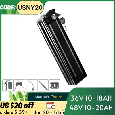 36V 48V Ebike Battery, 10Ah 13Ah 15Ah 17.4Ah 20Ah Black Silver Fish E-Bike Replacement Battery, fit