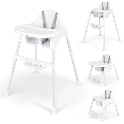 4 in 1 High Chair for Babies & Toddlers w/Safety Harness Removable Tray Footrest