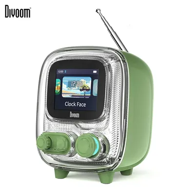 Divoom Tiivoo-2 Portable Bluetooth Speaker with FM Radio,Pixel Art Retro Mini Small Cute Wireless