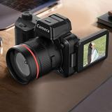 4K Digital Camera with 180Ã‚Â° Flip Screen 16X Zoom 2.2 Inch LCD Auto-Focus Night Vision Flash Anti-Shake Face/Smile Detection USB Port Micro SD Card Support for Vlogging and Photography Black