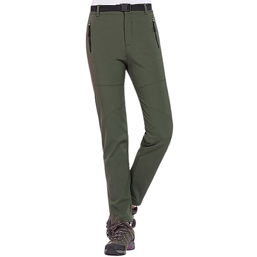 Damen Wanderhosen Fleecegefütterte Hosen Wintermantel Softshellhosen Winter Herbst Außen Schmale Passform Thermowarm Fleece-Futter Wasserdicht Winddicht Hosen Unterteile Schwarz Rot Spandex Camping Image