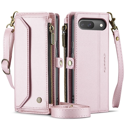 Handy Hülle Handyhüllen Für Google Pixel 9 Pro Pixel 9 Pro XL Pixel 8 Pro Pixel 8 Pixel 9 Brieftasche Kartenetui Magnetisch Reisverschluss Unterstützt kabelloses Laden Retro TPU PC Image