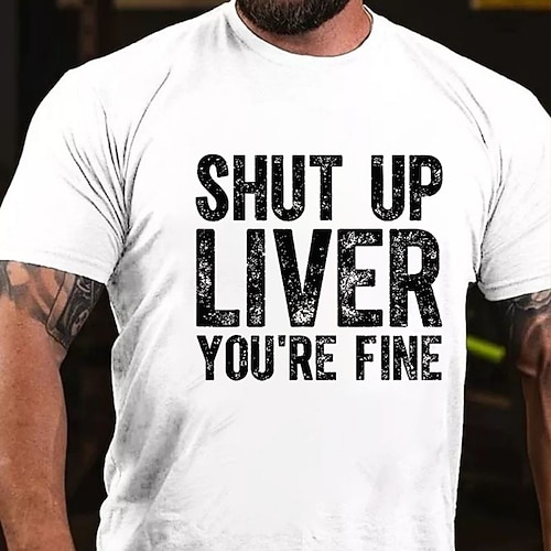 Männer Lifestyle Grafik T-Shirt Halt die Klappe Leber es geht dir gut Lustiges Trinkspruch Kurze Ärmel T-Shirt Image
