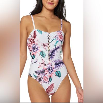 Jessica Simpson Swim | Jessica Simpson Floral 1 Pc Swimsuit - Medium - New | Color: Purple/White | Size: M