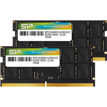 Silicon Power 32GB Laptop DDR5 5600 MHz SO-DIMM Memory Kit (2 x 16GB) SU032GBSVU560F22BH