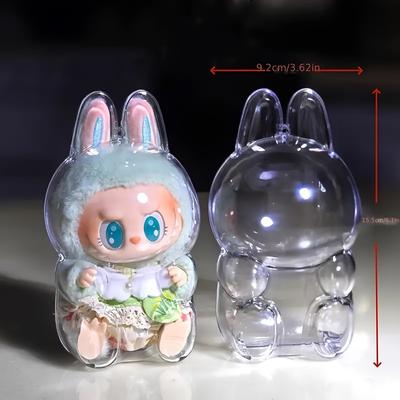 TEMU 2024 Labubu Sitting Collectible - Dustproof, Compatible Display , For Pop & Collectibles, Plastic Art And Shipping