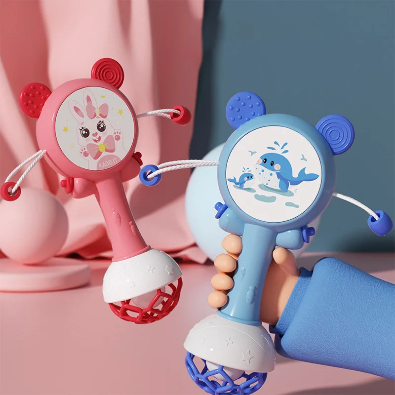 Baby Rassel Spielzeug Beißring Hand Glocken Mobile Infant Stop Weinen Tränen Rasseln Frühen Pädagogisches Spielzeug für Neugeborene Geschenke 0-18M Image