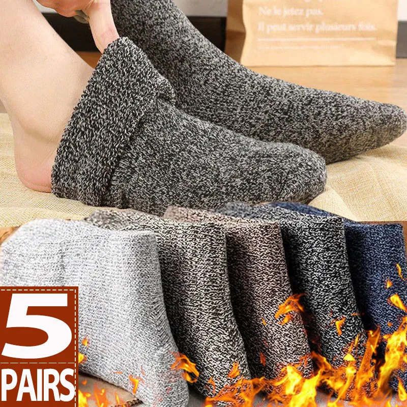 1/5/10pairs Frauen Winter Warme Socken Merino Wolle Männer Super Dicker Solide Gegen Kälte Thermische Plüsch weiche Dicke Schnee Terry Socken Image